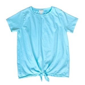✅ 5 for $25 - Crewcuts Tie Hem Top, Aqua / Light Blue, Girl’s Size 12